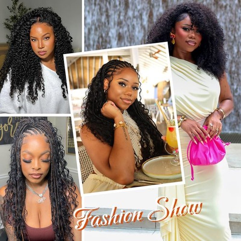 Beauty Youth Kinky Curly Miracle Knots Human Crochet Hair, Invisible Pre-Separated Feather Crochet Human Hair Extensions For Black Women, Natural Black 110g/Pack 16 Inch
