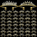 Riceshoot 50 Pcs Tiaras Crowns Bulk for Women Crystal Princess Tiara Queen Rhinestone Crown with Comb Bridal Wedding Headband for Women Prom Birthday Party Hair Accessory (Gold,Vibrant Style)