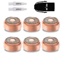 Replacement Heads for Flawless Facial Hair Remover,Gen 2 Replacement Blades for Finishing Touch Flawless Hair Removal, 6 Count 18k Gold Heads with Storage Bag