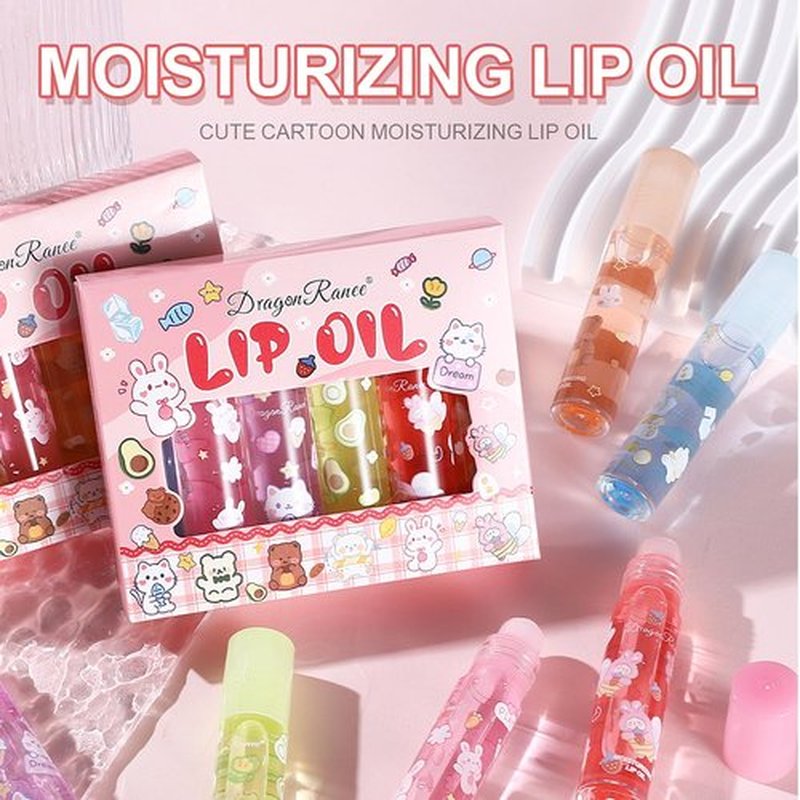 DENESTUP 6pcs Roll On Lip Gloss Set, Fruit Flavored Lip Gloss Set Glossy Lip Make-up for Women Non Toxic, Party Gift, Best Friends