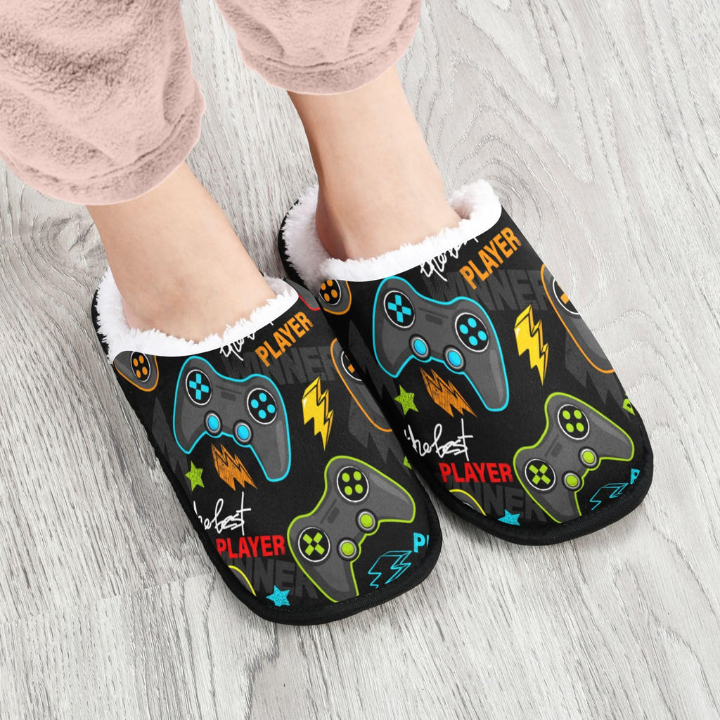 Umidedor Colorful Video Game Mens Slippers Soft Non-Slip Indoor House Slippers Home Shoes for Bedroom Hotel Travel Spa