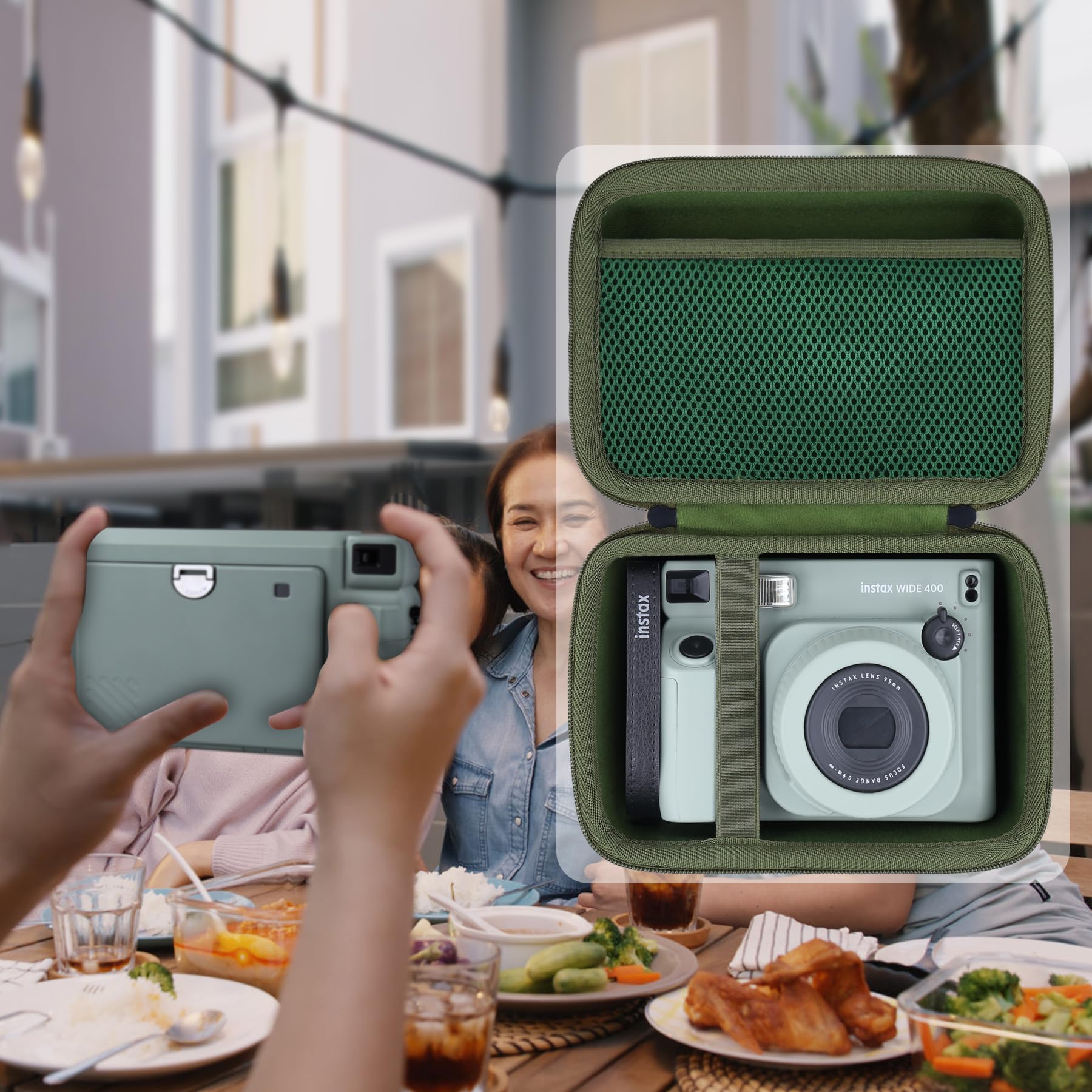 Aenllosi Hard Carrying Case Compatible with INSTAX WIDE 400 Instant Camera, Fujifilm Wide 400 Camera Protective Case, Green (Case Only)