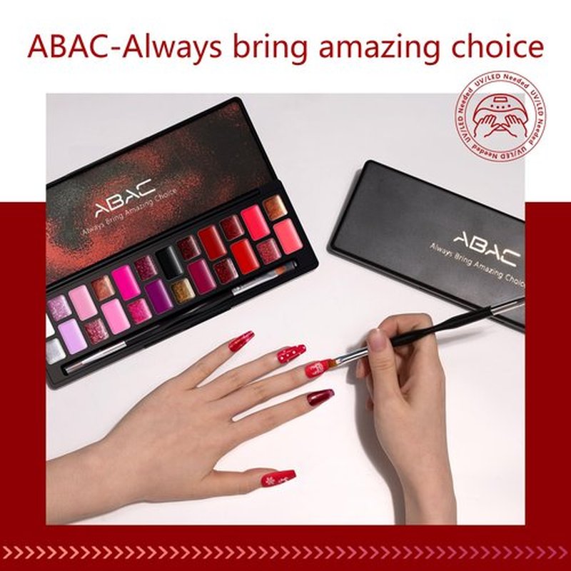 ABAC 24 Color Solid Gel Nail Polish,Ombre Gel Nail Polish,Pat Paint Nail Gel - Rose Gold Glitter & Wine Red Shades w/Pro Brush | No-Spill,Hema-Free for Date Nights,Holiday Gifts & Home Manicure