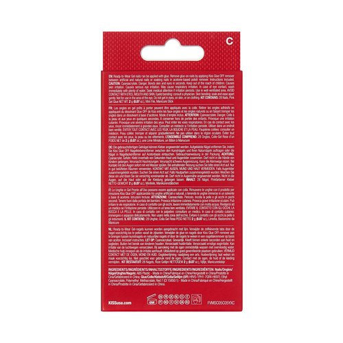 KISS Voguish Fantasy Holiday Press On Nails Almond, ‘Carol for You’, Red, Medium, No Damage To Natural Nails, Pink Gel Nail Glue (2g), Mini Nail File, Manicure Stick, & 28 Fake Nails