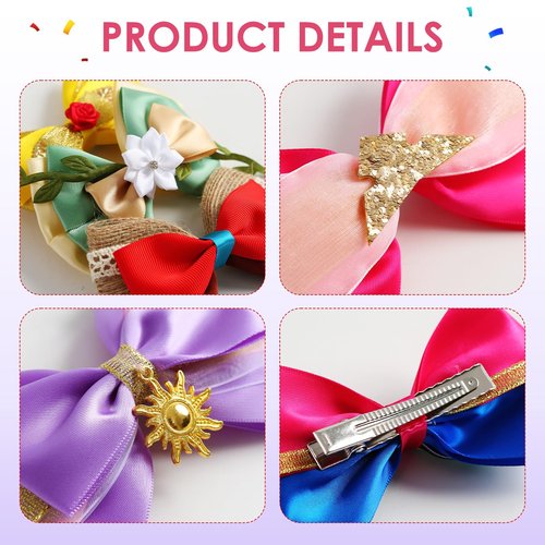 Princess Hair Bow Clips for Girls Women 4 Inch Birthday Gift Hair Accessories