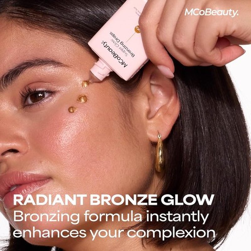 MCoBeauty Super Glow Bronzing Drops - Hydrating Liquid Bronzer in Sun Kissed Shade - Vegan Formula with Jojoba Oil & Hyaluronic Acid