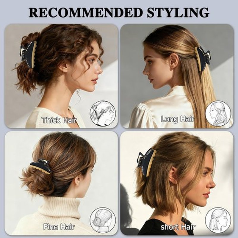 LOVIME Premium Hair Clips for Women, 3 Inch Medium Claw Clips for Thick Thin Hair Women, Non-Slip French Black Hair Clip for Teen Girls, Hair Accessories for Girls, Valentine's Day Gift for Her