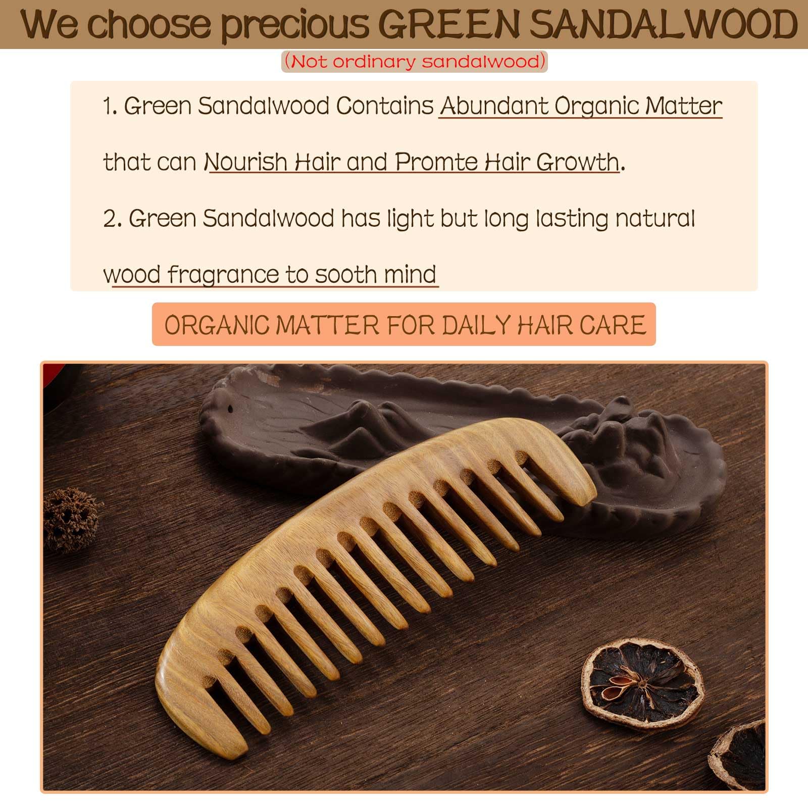 Moreinday 2 Pack Wooden Comb, Beard Comb for Men, Hair Combs for Women