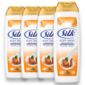 SILK Moisturizing Body Wash for Woman & Man - Daily Hydrating Shower Gel and Foaming Cleanser with Vitamin E and Glycerin, Rich Lather for Dry Skin Care, Shea Butter Scent, 16.9 Fl Oz (Pack of 4)