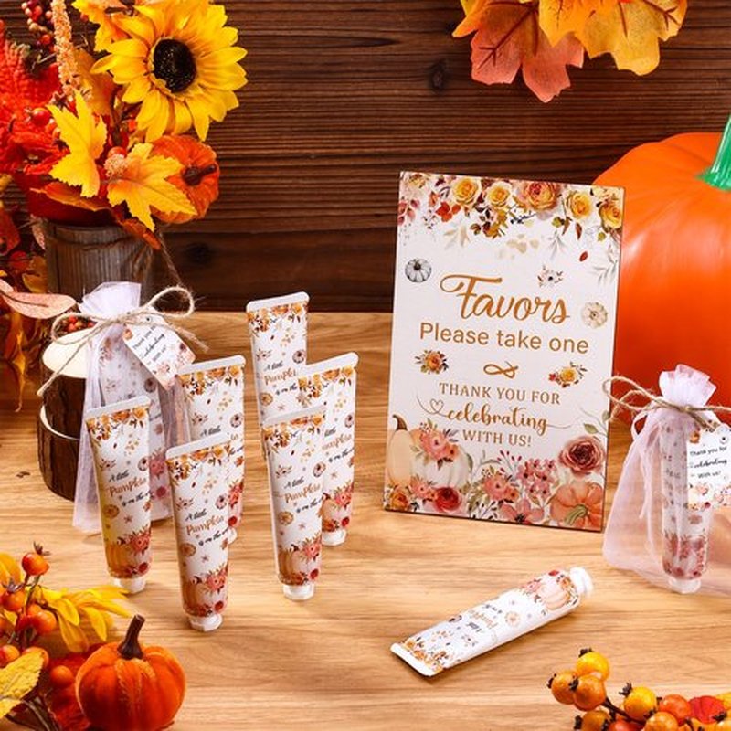 50 Sets Hand Cream Baby Shower Hand Lotion Gifts Travel Size Hand Lotion Bulk with Organza Bags Thank You Cards Wooden Sign Appreciation Gifts For Wedding Baby Shower Party Favors For Guests(30ml)