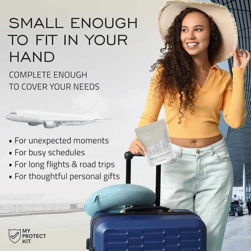 Skiennix 8-Piece TSA-Approved Travel Toiletries Kit - Essential Personal Hygiene Set for Airplane & Gym
