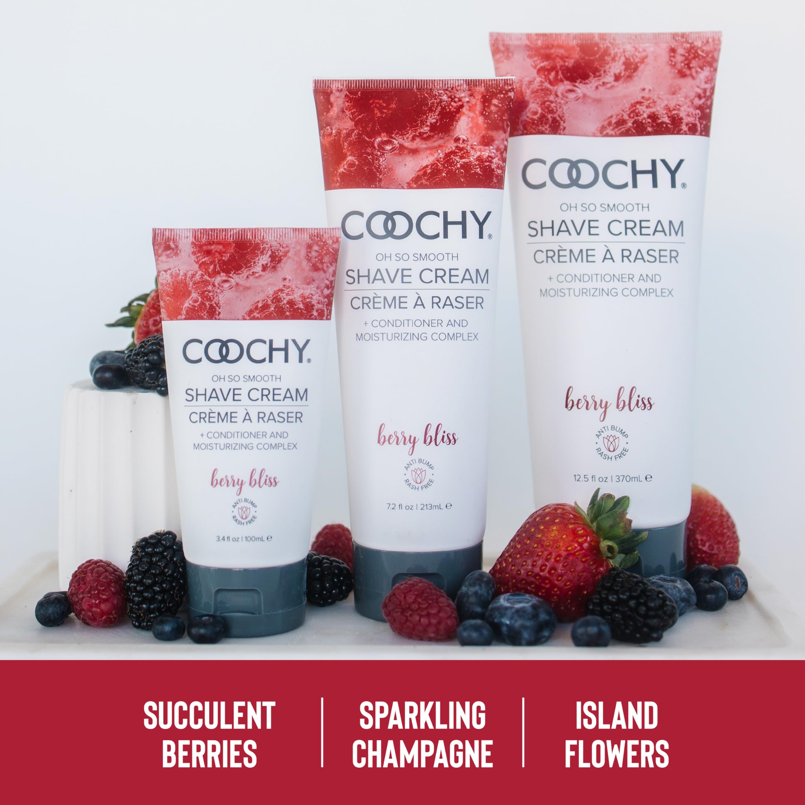 Coochy Shave Cream - Moisturizing Shave Lotion - Gentle Intimate Shaving Cream - For Bikini Area, Underarms, Legs & More - Rash-Free, Hydrating Formula - Berry Bliss - 12.5 oz