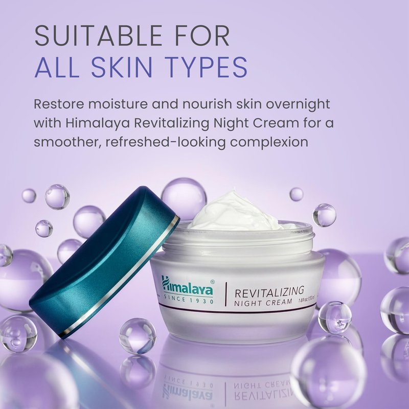 Himalaya Revitalizing Night Cream for Dry & Aging Skin, Daily Deep Moisturizing Overnight Care, Helps Restore Softness & Smoothness, For All Skin Types, 1.69 oz