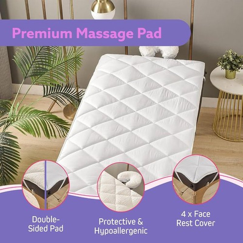 Regine Switzerland Double-Sided Massage Table Pad - Plush Fleece & Microfiber Cover, 76"x34", White