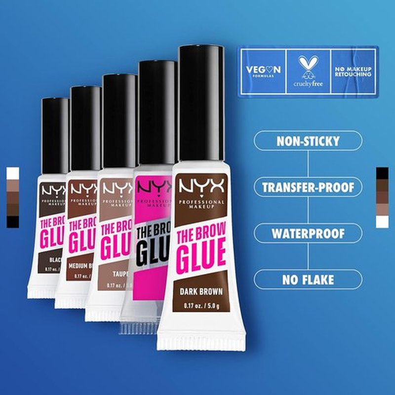 NYX Professional Makeup Eyebrow Gel - Extreme Hold Brow Glue in Clear for Perfectly Styled Brows