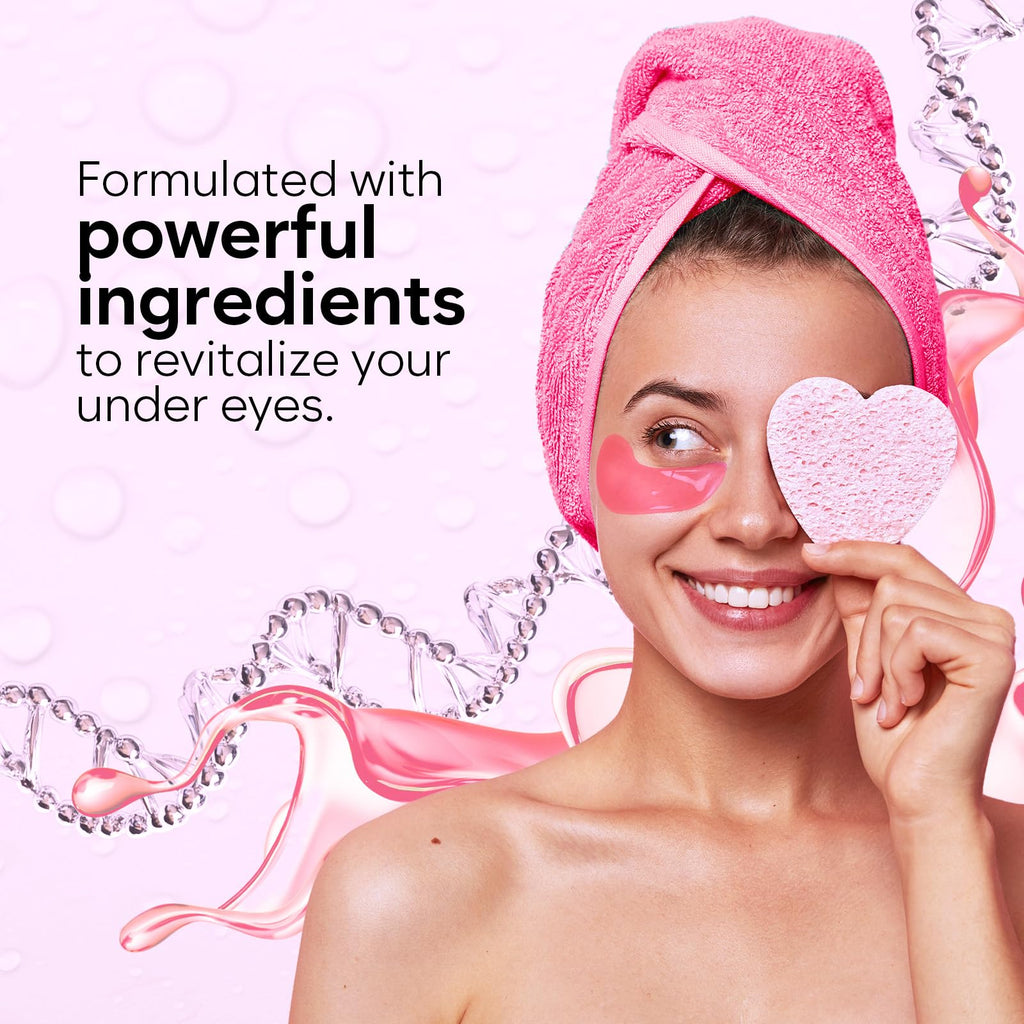 BLOOMORA PDRN, Caffeine & Collagen Under Eye Patches (30 Pairs), Under Eye Mask for Puffy Eyes, Appearance of Dark Circles, Smoothing & Hydration, Self Care & Skincare Gifts for Women, Patch Yeux