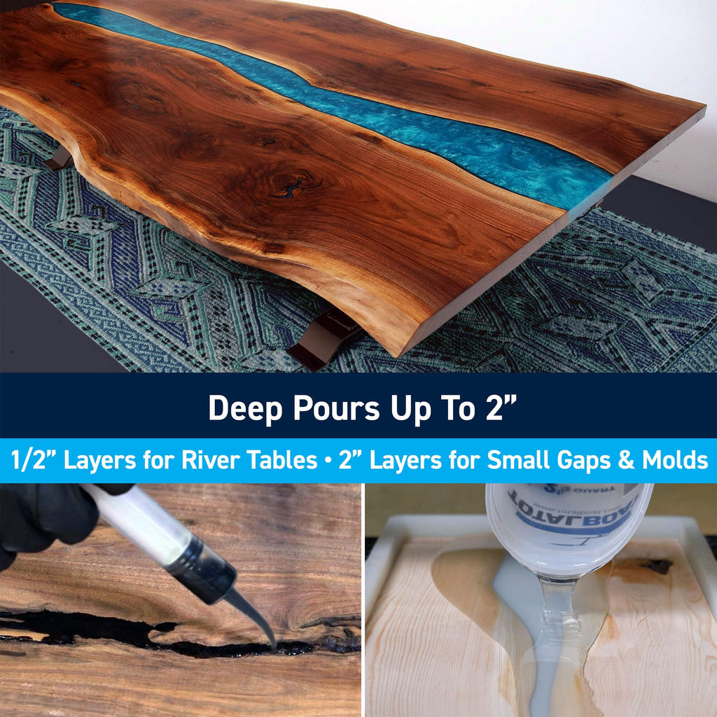 TotalBoat Thickset Deep Pour Epoxy Resin Kit - Gallon Crystal Clear Formula for 1/2" - 2” Pours - Fast Cure Epoxy Resin for Casting, River Tables, Flower Preservation, DIY Crafts & Wood Filler