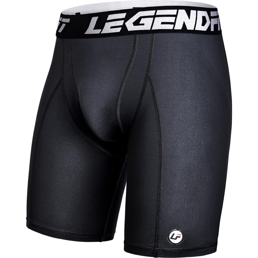 Legendfit Men Baseball Football Straps Compression Shorts w/Cup Pocket(NO Cup) Athletic Sliding Underwear Lacrosse Black