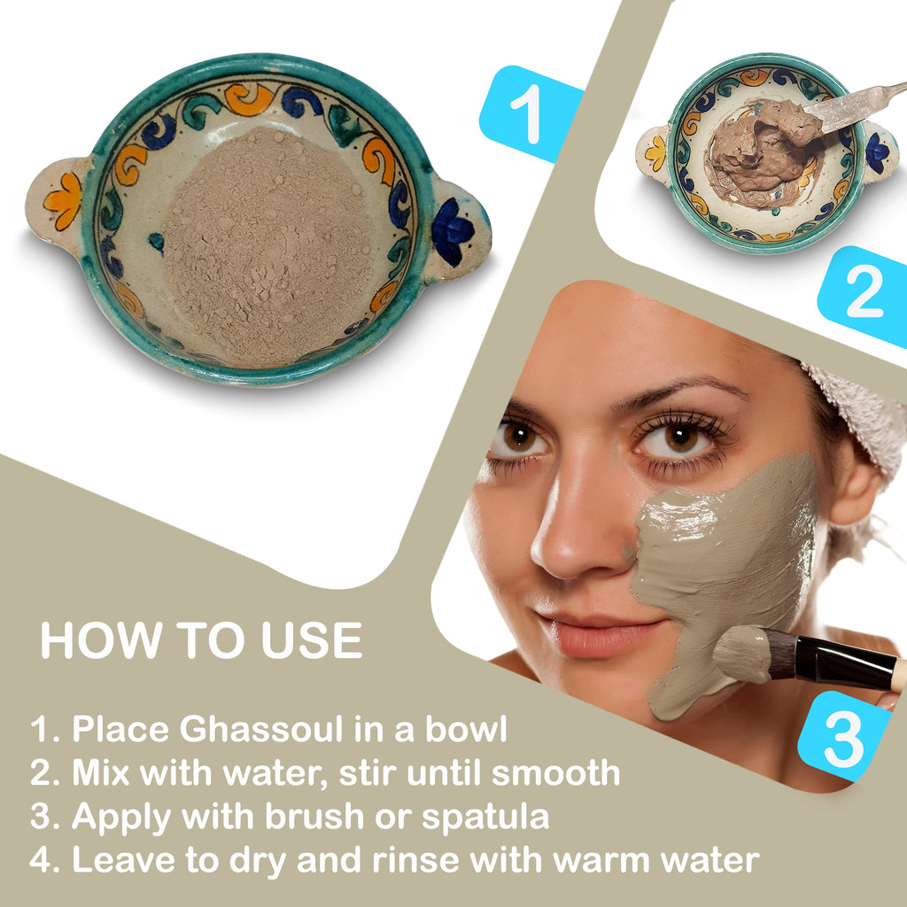 Moroccan Rhassoul Clay Mask - Organic Natural Facial and Body Clay Mask - 1 lb