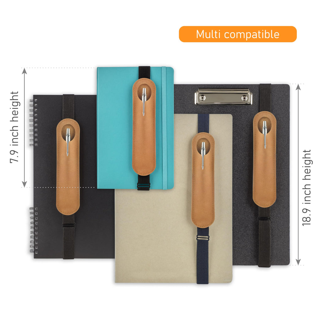 MAKYN Leather Adjustable Pen Holder for Journals, Notebooks, Planners, Books, Pencil Sleeve Case Pouch, Elastic Pen Holder for Notebook, Soft Fountain Pen Case (Vintage Brown)