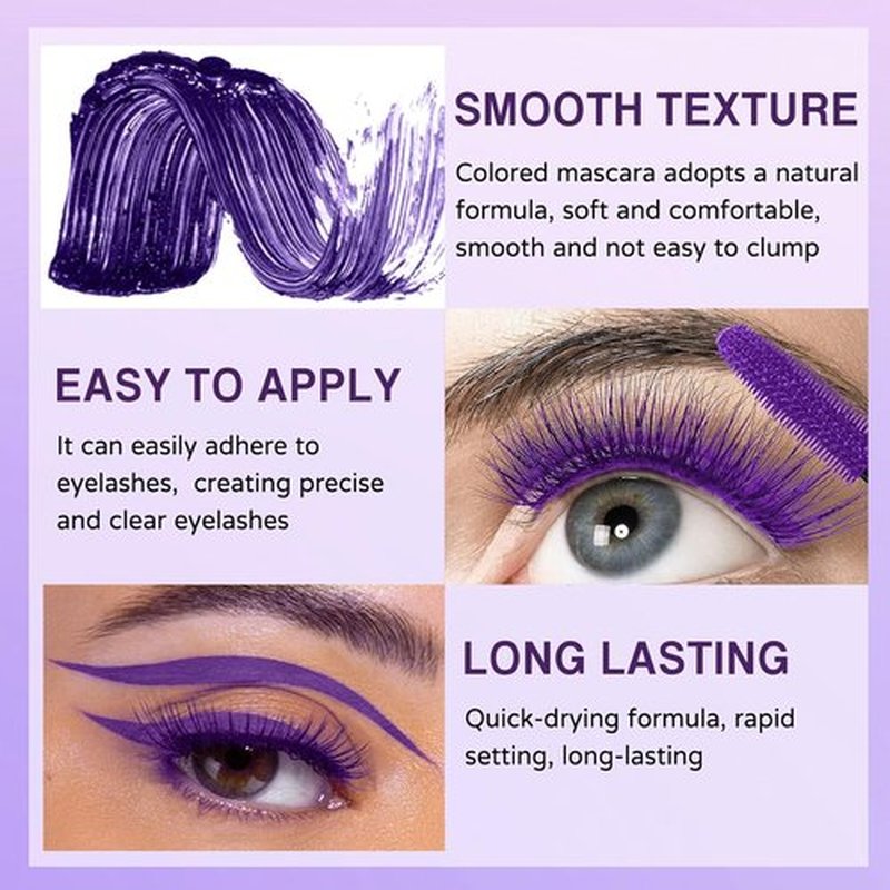 Skiennix Purple Mascara & Eyeliner Set - 5D Volume, Length, Waterproof Formula for All Skin Types