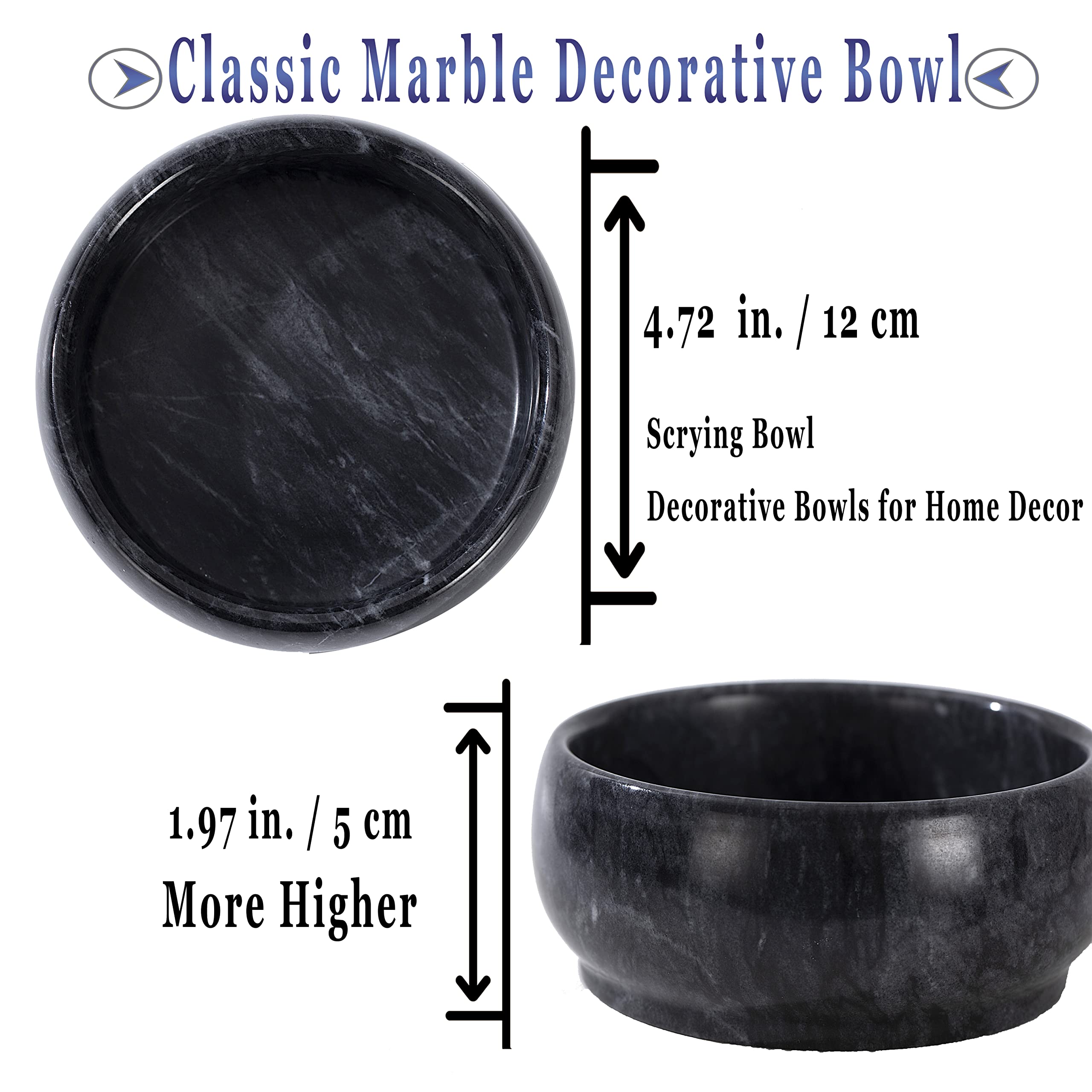 CM CHIC MONDAY 4.72 Inch Decorative Bowls - Natural Marble Key, Coffee Table Centerpiece, Soap Serving, Incense Burner, Smudge Bowl