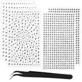 LiBiuty Nail Art Rhinestones 1725pcs Crystal Gem Stickers Jewels for Nails, Crafts, 4 Sizes Flat Back Round Self Adhesive Bling Jewels Stickers with Tweezer for Phone Case, Earrings, DIY(5 Sheets)