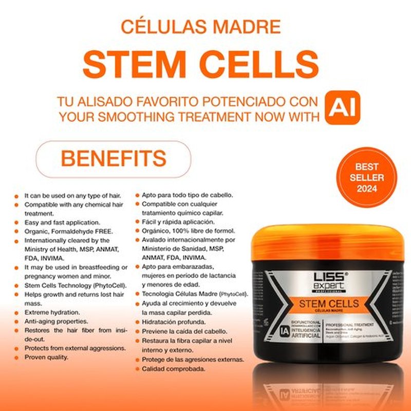 Liss Expert Hair Treatment Set, Stem Cells Express 8.45 oz (ONE shoulder hair lengh app) and Divine Oil 1.69 oz, Organic Smoothing Treatment