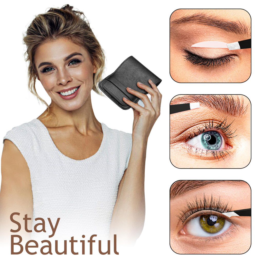4-Piece Tweezers Set for Eyebrows & Facial Hair, Black Travel Case
