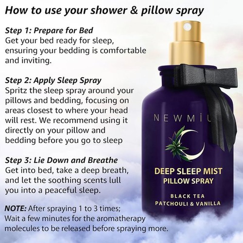 Skiennix Deep Sleep Pillow Spray - Natural Aromatherapy Mist for Relaxation & Stress Relief | Patchouli, Black Tea & Vanilla