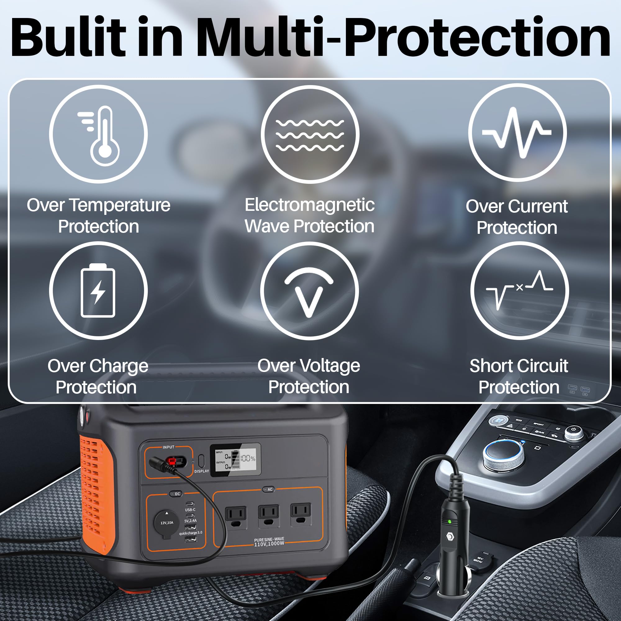 Charger for Jackery Portable Power Station Explorer 12V-24V Car Charger