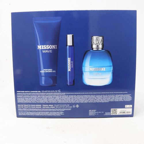 Missoni Wave Pour Homme Eau De Toilette Set - 100ml, 10ml & 150ml Shower Gel | Luxury Fragrance Collection