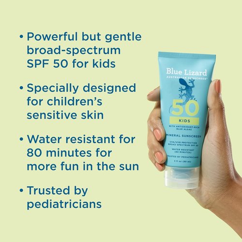 Blue Lizard Kids Sunscreen Lotion - SPF 50 Mineral Formula, Water-Resistant & Fragrance-Free, 3 fl oz