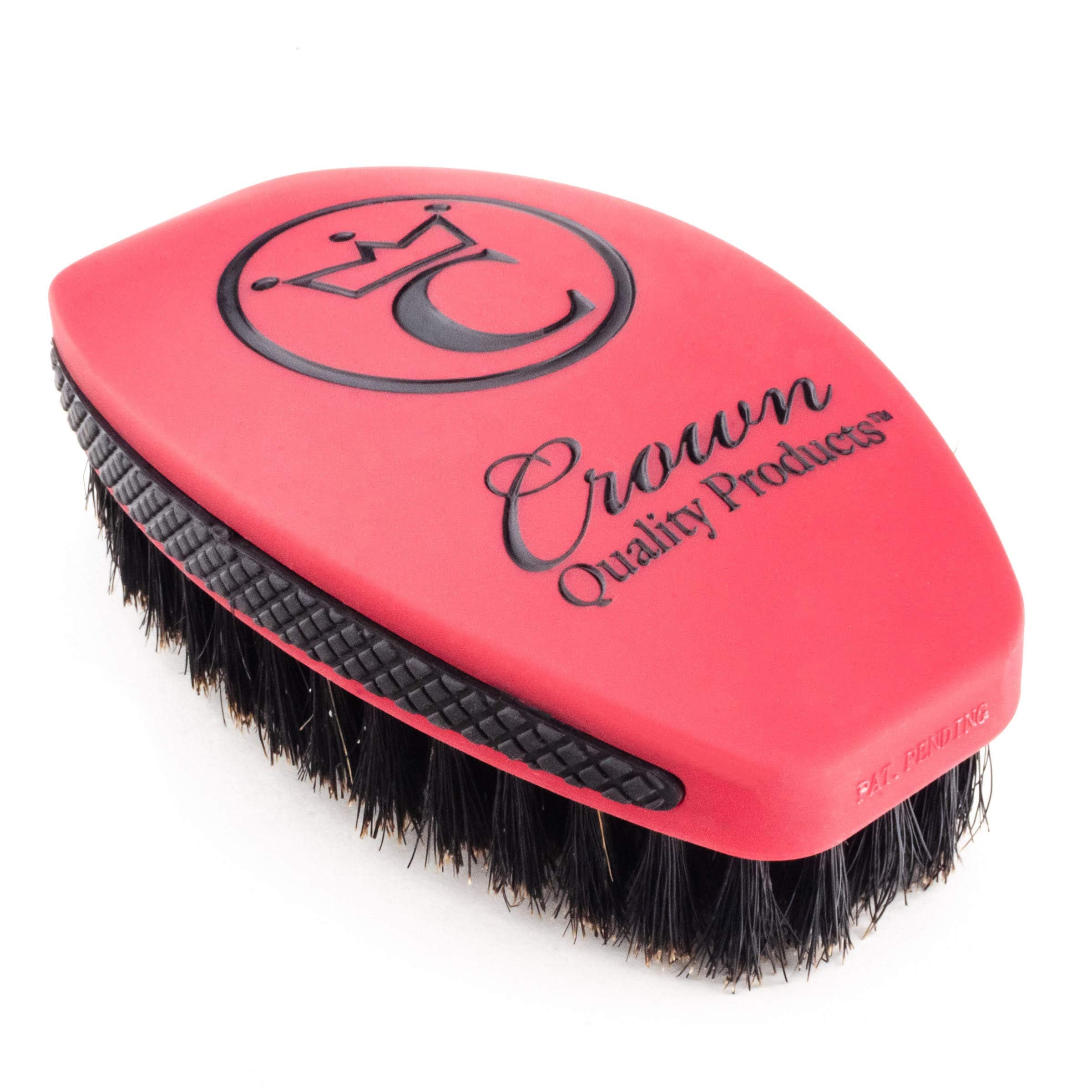 Crown Quality Products 360 Sport Wave Caesar 2.0 Boar Bristle Hairbrush, Soft, Red Velvet - Non-Slip Grip, Waterproof Design - The Ultimate 360 Wave Brush