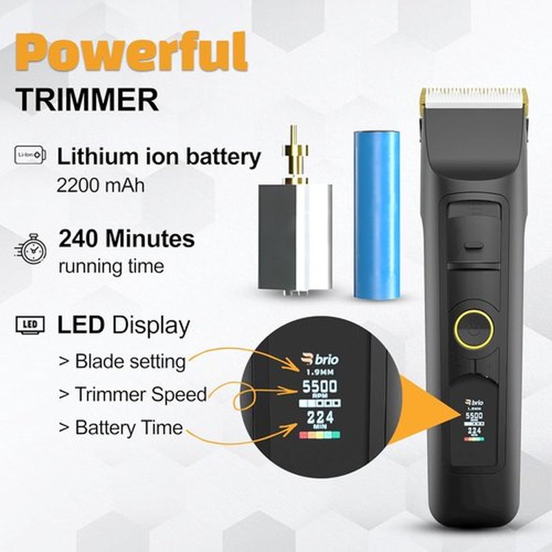 Brio Beardscape V2 Beard Trimmer - Cordless Professional Hair Trimmer with Low Friction Ceramic Blade | 4-Hour Battery Life, Ideal for Beard & Body (Black)