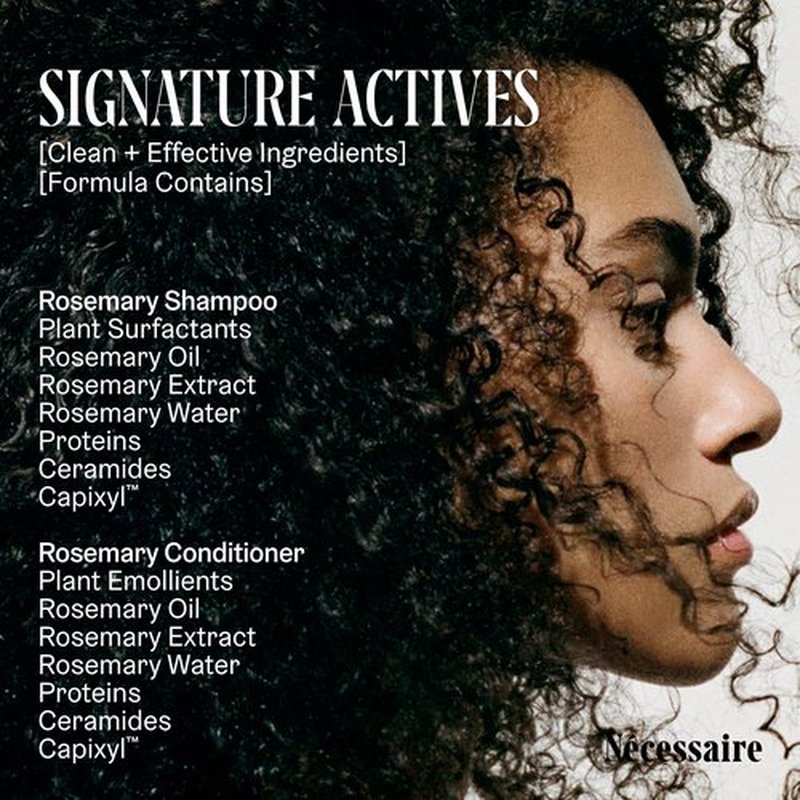 Nécessaire Rosemary Hair Duo | Multi-Protein Strengthening Rosemary Shampoo and Conditioner Set For Thinning Hair. For Women + Men. Free Of Sulfates. Color-Safe. 250 ml / 8.4 oz