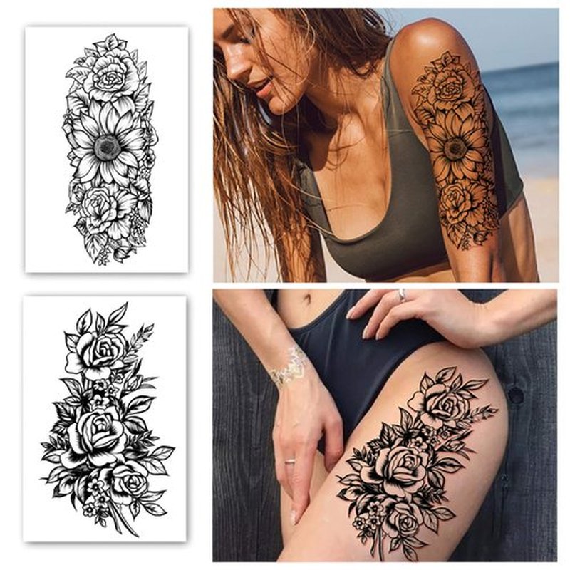 Temporary Tattoo Full Arm 8 Sheets and Half Arm Shoulder Tattoos 10 Sheets, Waterproof Extra Large LastingTattoo Stickers for Girls or Women (22.83"X7.1")