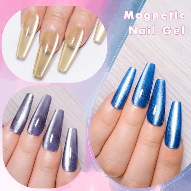 MSRUIOO Glass Cat Eye Gel Nail Polish Set, Crystal Magnetic Gel Polish, Soak Off Cateye Nail Polish Nail Art Gift Kit with Magnet Stick