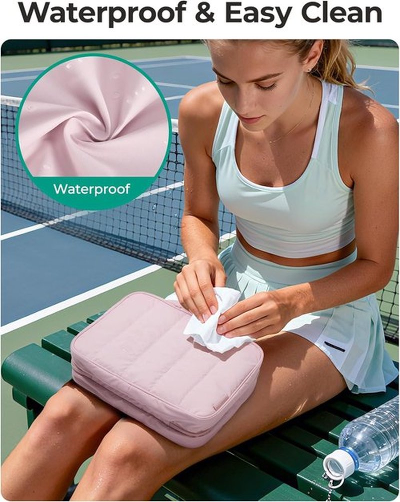 BAGSMART Travel Toiletry Bag - Portable Waterproof Makeup Organizer with Hanging Hook | Pink