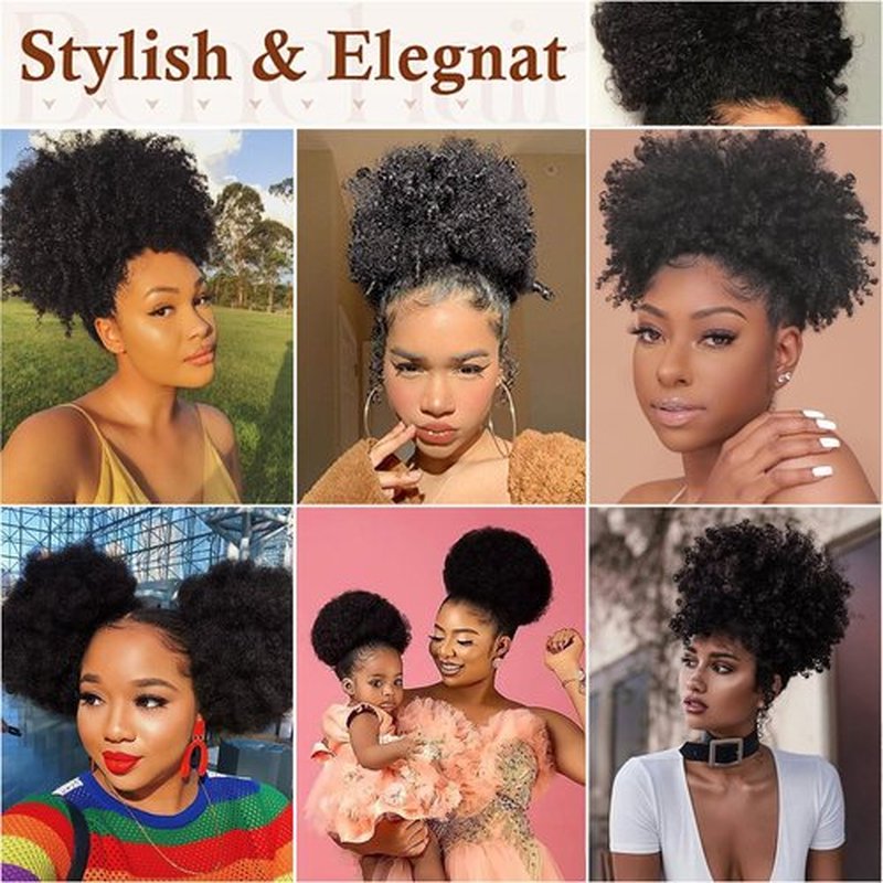 AISI QUEENS Extra Large Afro Puff Drawstring Ponytail for Women,Big Black Afro Kinky Curly Hair Bun Synthetic Hairpieces Clip in Hair Extensions for Black Women Girls (Extra Large,1B#)