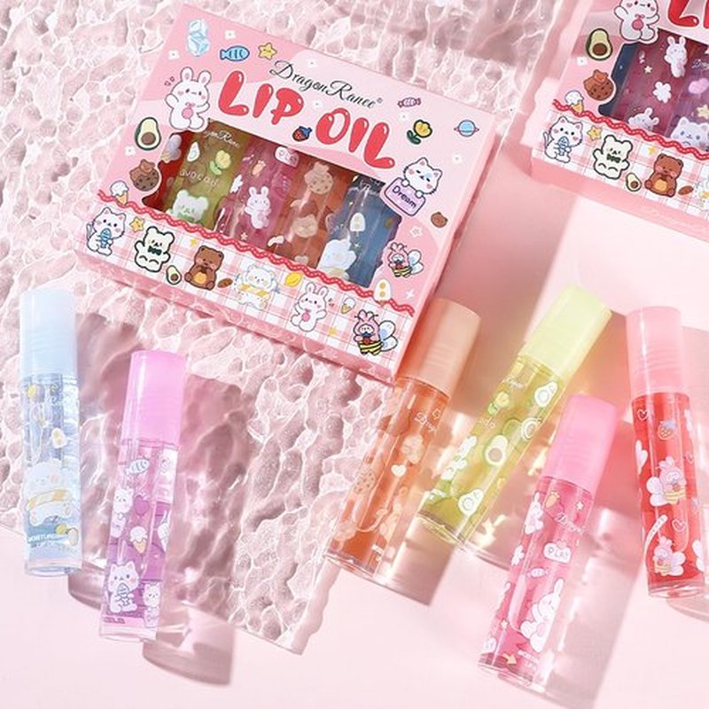 DENESTUP 6pcs Roll On Lip Gloss Set, Fruit Flavored Lip Gloss Set Glossy Lip Make-up for Women Non Toxic, Party Gift, Best Friends