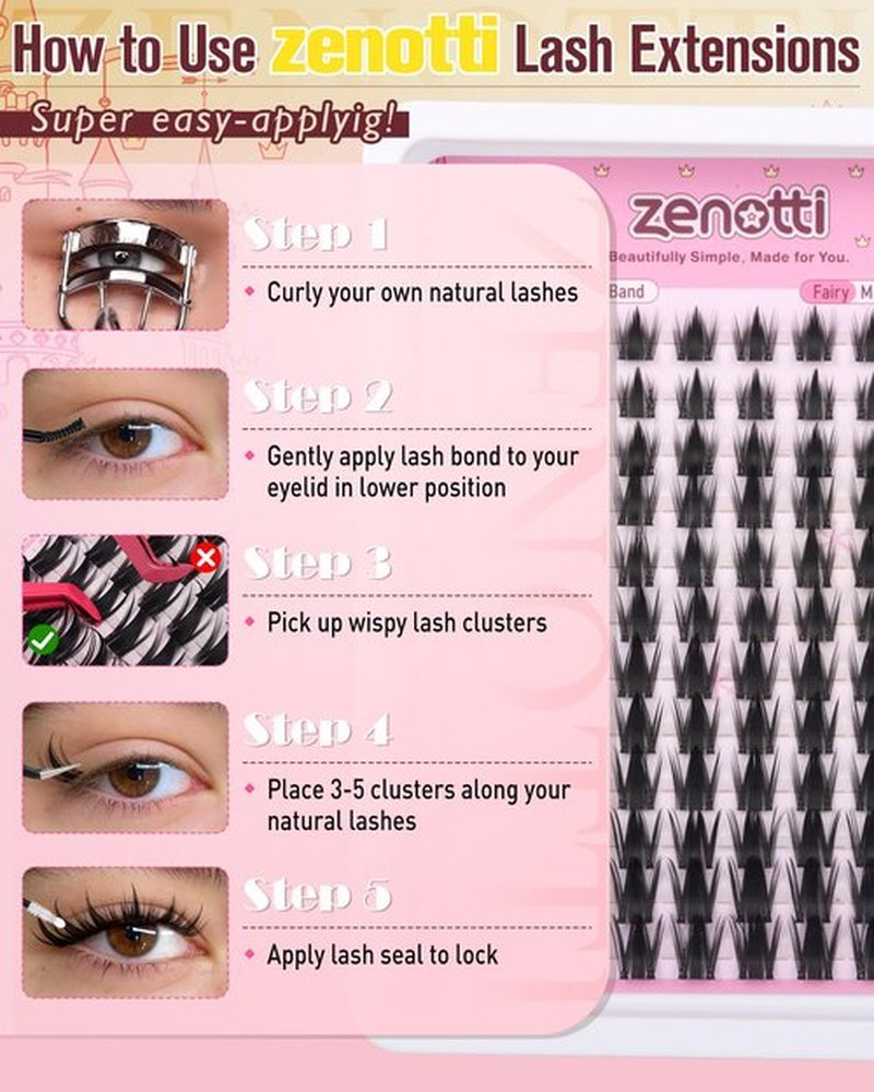 Manga Lash Clusters with Spikes Anime Lashes Cluster Natural Cluster Eyelash Extensions Wispy Spiky Fairy Individual Lashes Invisible Clear Band DIY Lash Extensions 10-16MM 120PCS by zenotti