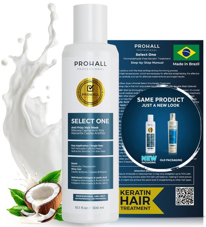 Brazilian Keratin Treatment Blowout Complex-PROHALL SELECT ONE 10.1oz/300ml-Formaldehyde Free Keratin Hair Treatment -Queratina Brasileña Keratina Para Alisar el Pelo Sin Formol