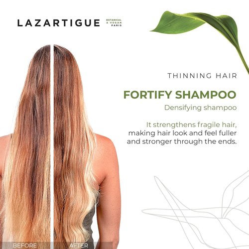 Lazartigue Fortify Densifying Shampoo - Strengthens Fragile Hair with Guarana & Ricinus | Vegan, Lemon Scent