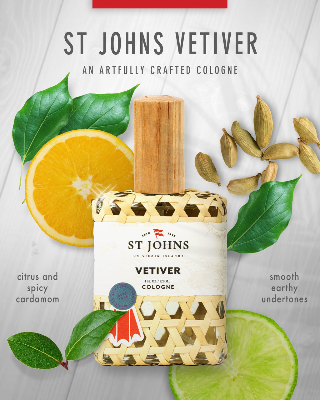 St. John Classic Vetiver | New Virgin Islands Inspired Fresh Cologne Scent | Sophisticated Fragrance for Men (4 oz Spray)