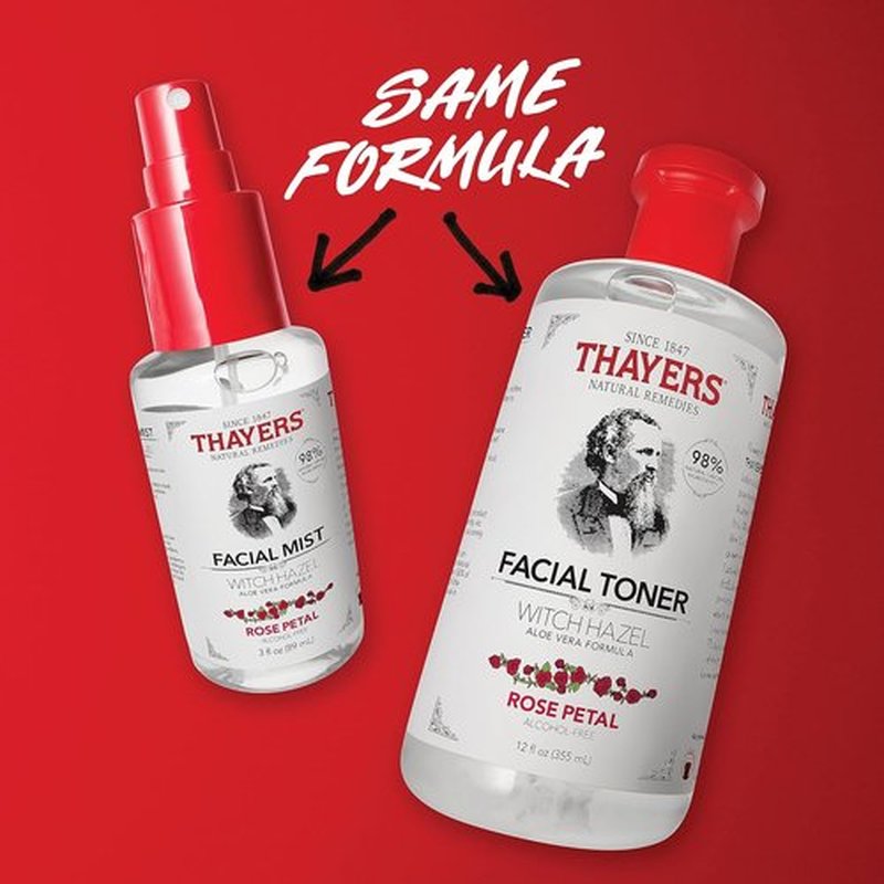 Thayers Witch Hazel Facial Mist Toner - Alcohol-Free, Soothing Aloe Vera & Rose Petal | Trial Size 3 oz