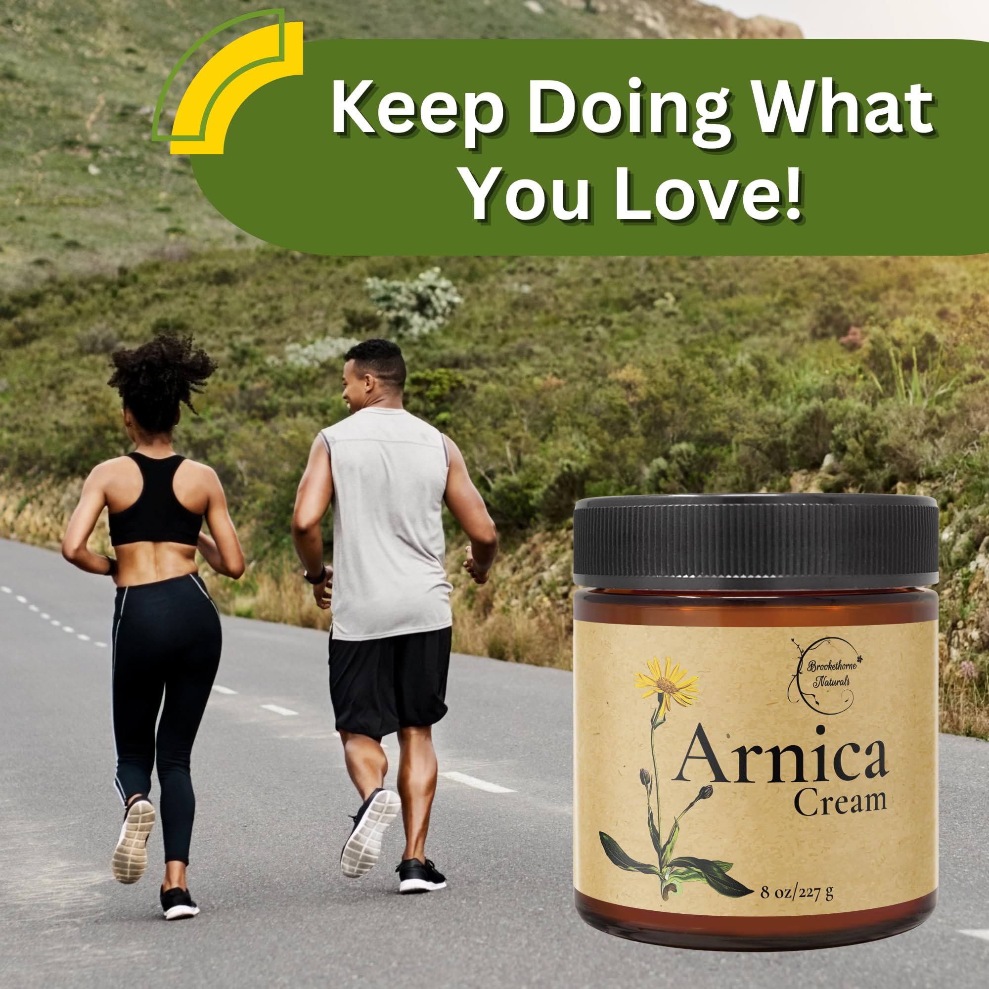 Brookethorne Naturals Arnica Cream | Botanical Massage Lotion for Massage Therapy with Arnica Montana, Lemongrass & Eucalyptus Essential Oils | for Post-Workout Massage & Active Lifestyles — 2 Pack