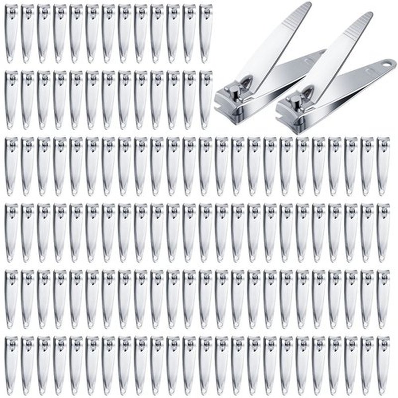 Hestya 300 Pieces Nail Clippers Bulk Stainless Steel Clipper Bulk Flat Toenail Clippers Portable Sturdy Nail Cutter Manicure Trimmer Curved Edge Pedicure for Men Women Toe Travel
