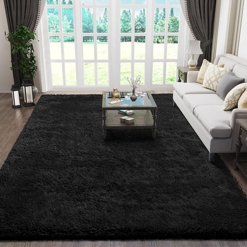 Ophanie Black Area Rug - Fluffy Shaggy Soft Carpet for Living Room & Bedroom | 5x8 Size