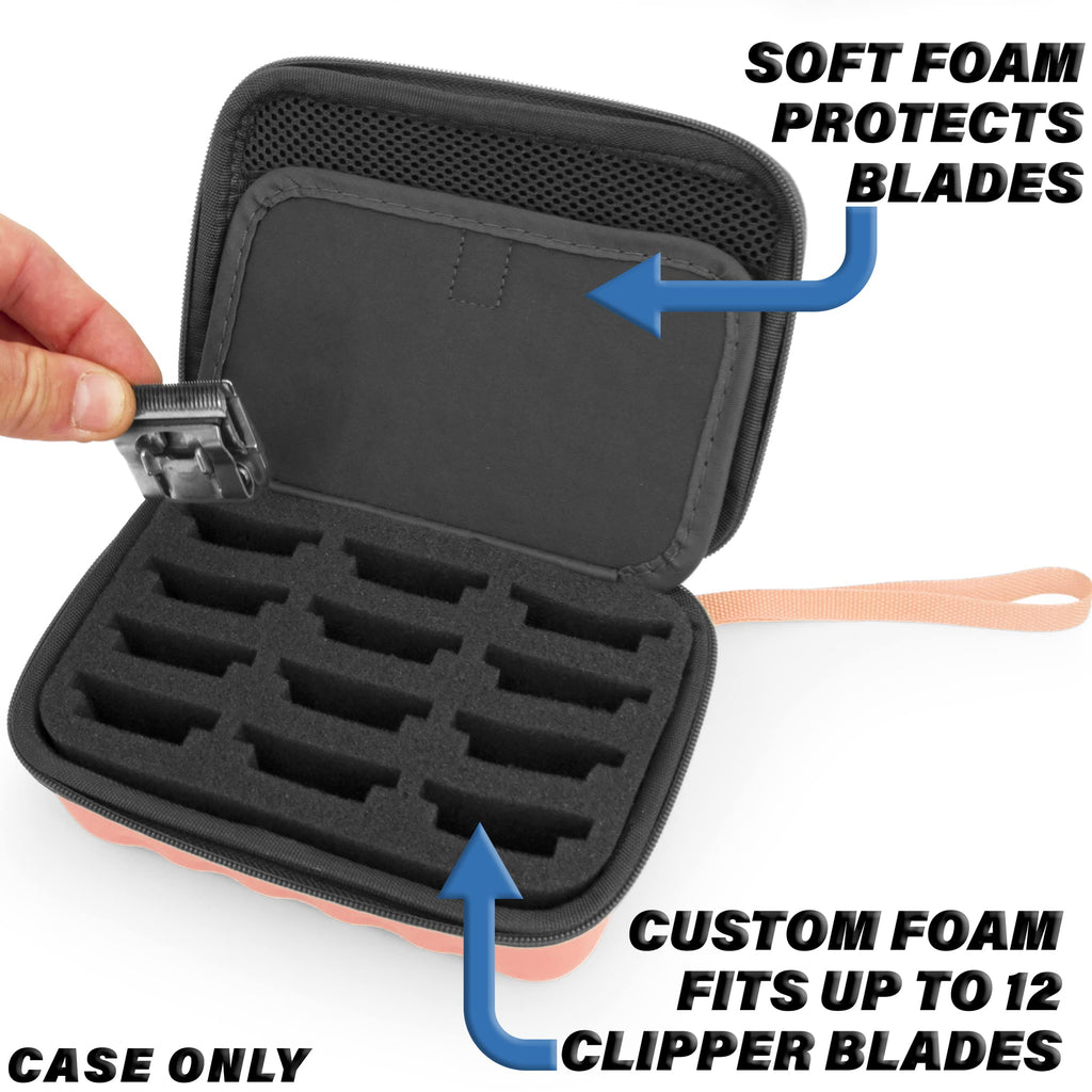 CASEMATIX Rose Gold Clipper Blade Holder - Protective Storage Case with Barber Blade Holder Foam and Hard Shell Impact-Resistant Outer